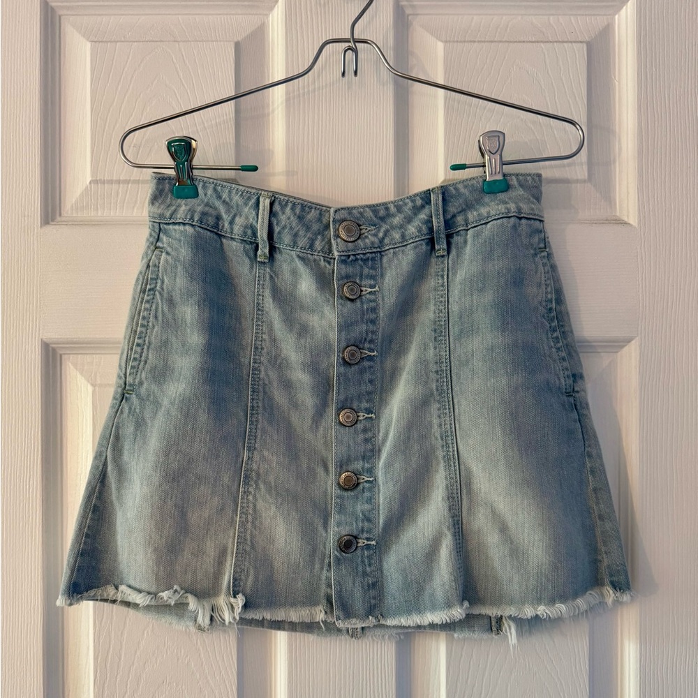 Denim Button Mini Skirt